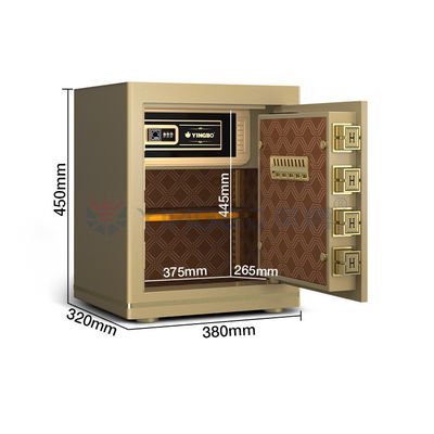 H450mm ذهبية مكتب قفل صندوق البصمة قفل + كلمة المرور + مفتاح