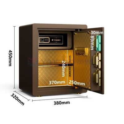 H450MM قفل بصمات الأصابع صندوق آمن للأمن المنزلي ((قهوة))