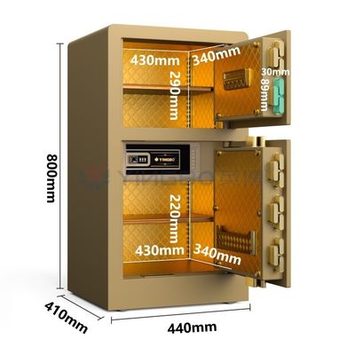 قفل بصمات أصابع أشباه الموصلات صندوق آمن للأمن المنزلي YB/RS-80D ذهب قفل بيومتري صندوق آمن