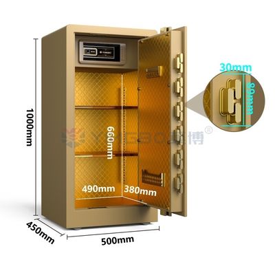 الأمن الداخلي بصمة الأصابع القفل البيومتري صندوق آمن H1000mm YB/RS-100 ذهب