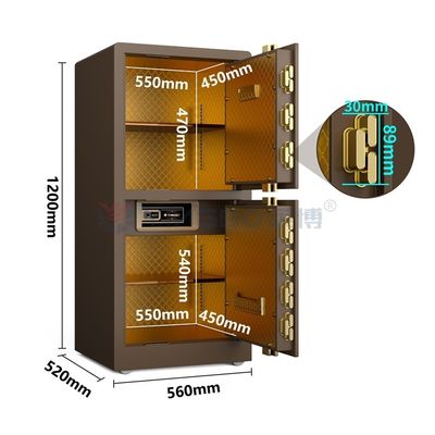 95 كجم منزل ذكي آمن بصمة أصابع قفل باب مزدوج YB/RS-120D قهوة