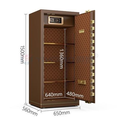قفل البصمات البيومترية خزينة مكتبية H1500mm YB/N7-150 القهوة