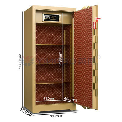 H1580mm الصندوق الآمن بصمات الأصابع مع طوابق مزدوجة براءة اختراع المسامير ومقبض سبيكة الزنك
