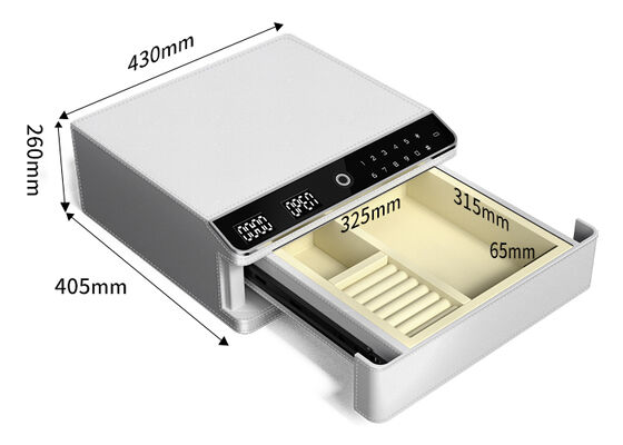 خزينة مجوهرات صغيرة مغطاة بالجلد مع سكة حديدية متحركة