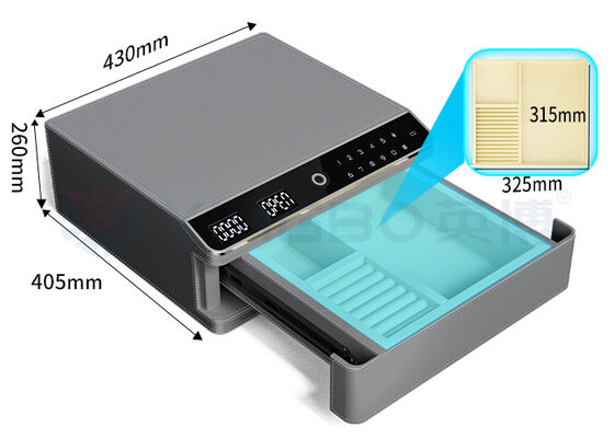خزينة مجوهرات مغطاة بالجلد مع إنذار مزدوج وفتح تلقائي ، طبقة واحدة