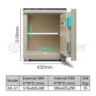 صندوق أمان ذكي ببصمة الإصبع فولاذ صلب إنذار مزدوج منفذ USB إضاءة LED